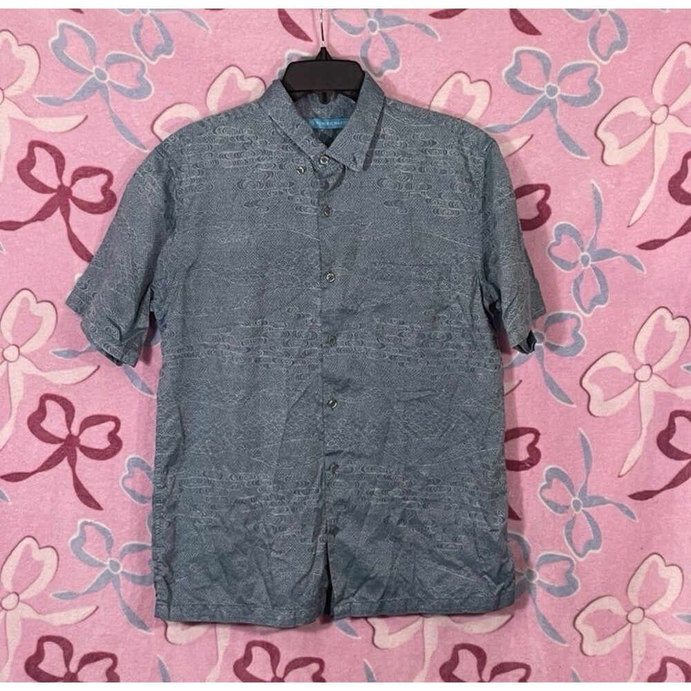 Tori Richard Short-Sleeve Button-Down Shirt in Slate Gray Blue